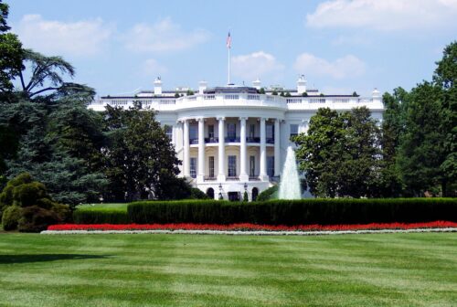 View of the White House from the lawn.