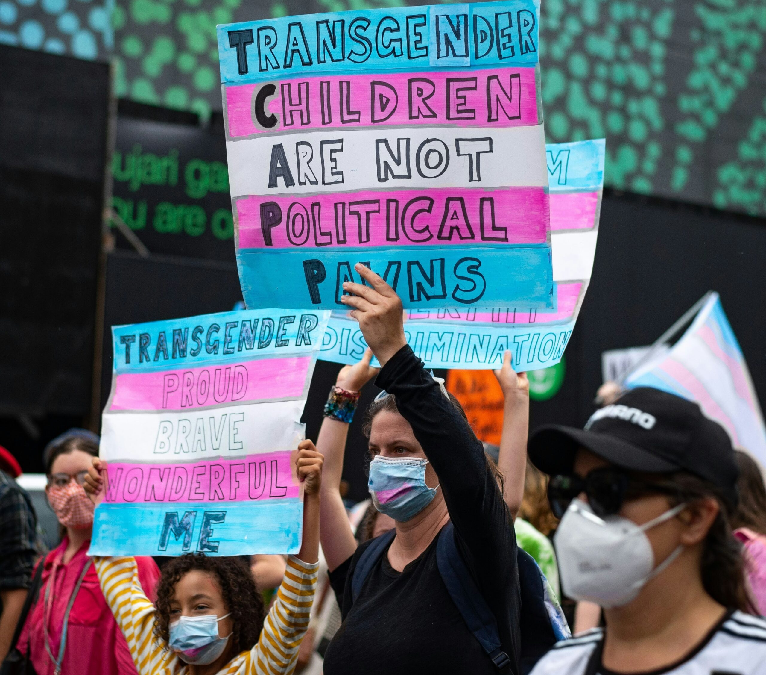 A family marching for transgender youth rights